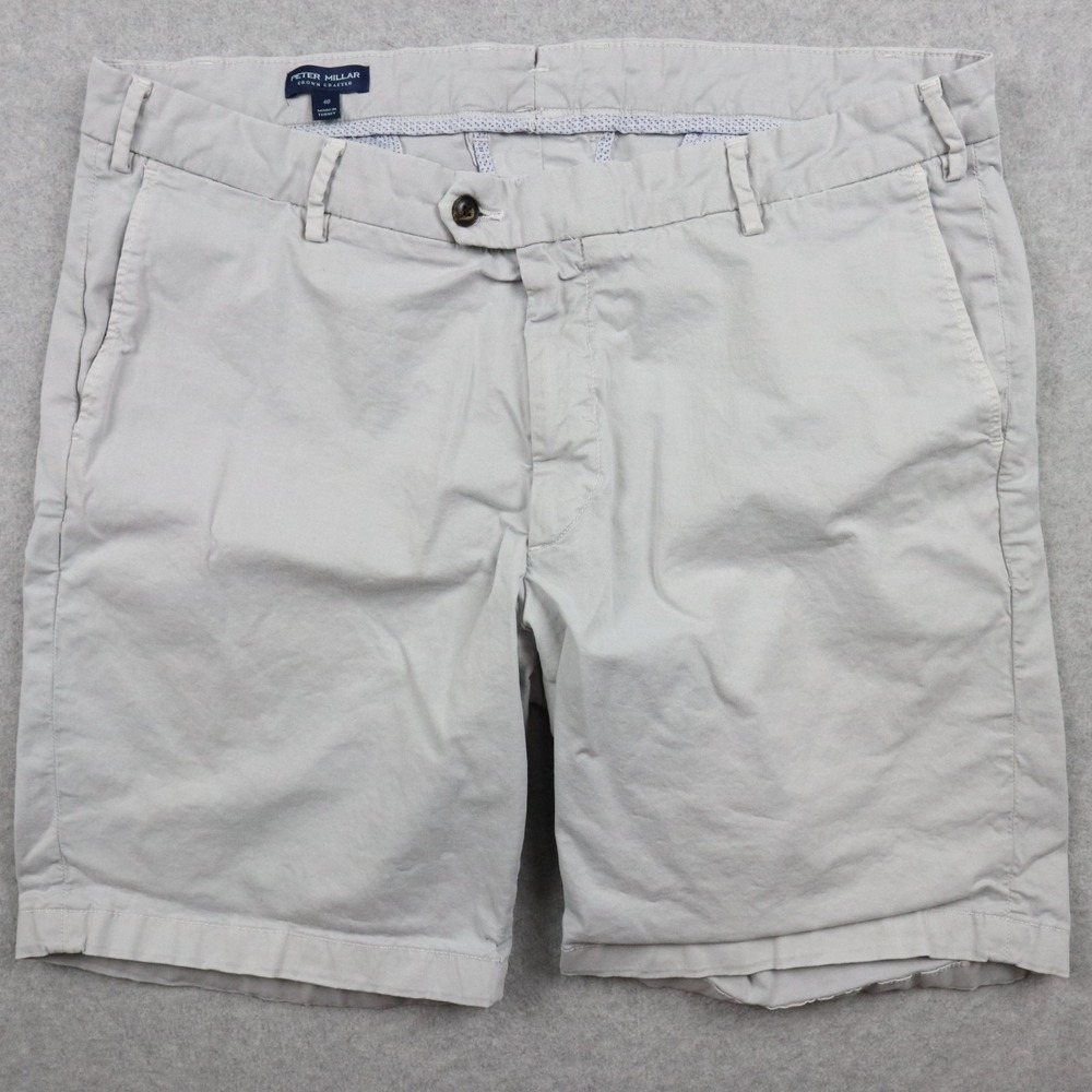 Peter Millar Shorts Mens 40 Crown Crafted Chino Golf Casual Flat Front Beige